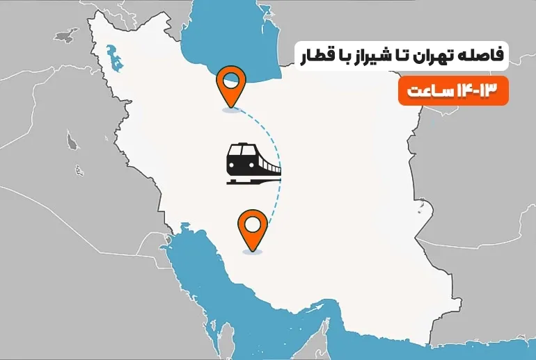 فاصله تهران تا شیراز با قطار