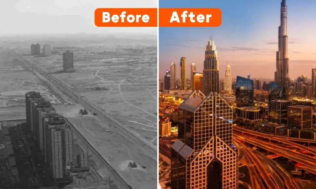 before and after of dubai