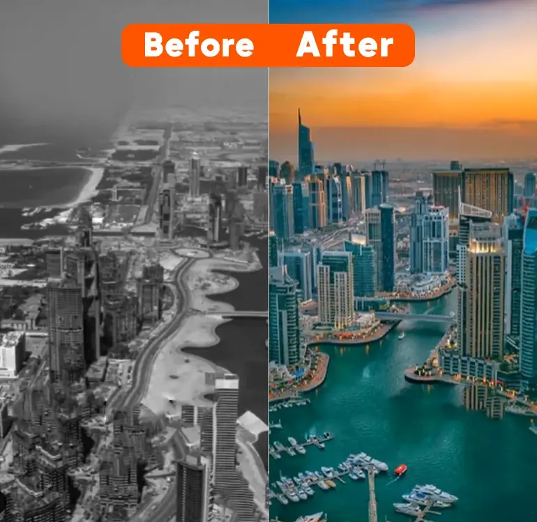 before and after of Dubai Marina