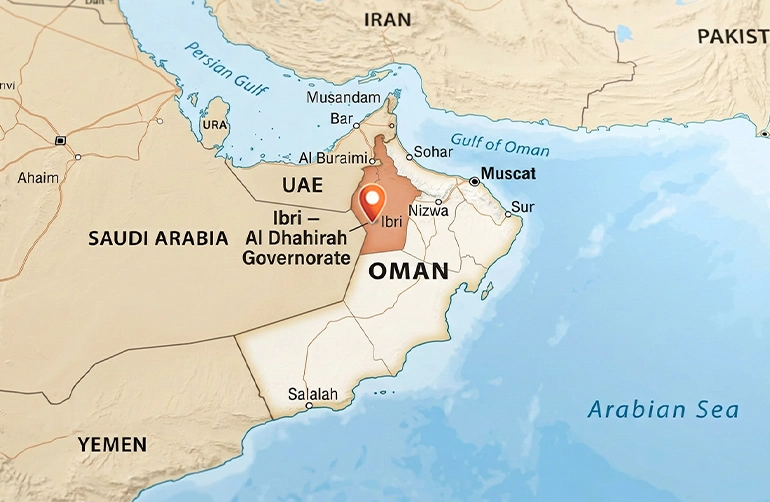 استان ظاهره (عبری)؛ از شهرهای قدیمی عمان روی نقشه