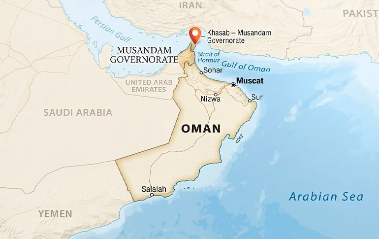 مسندم روی نقشه عمان
