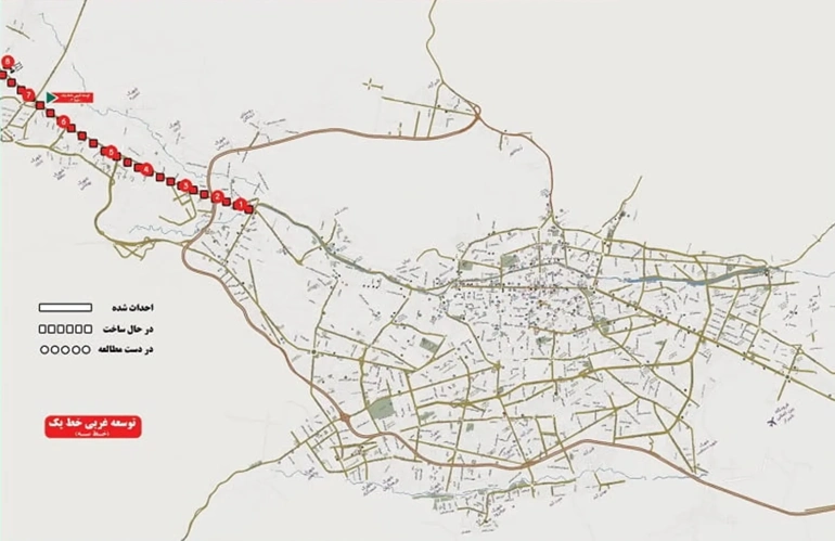 نقشه خط 3 مترو شیراز ​
