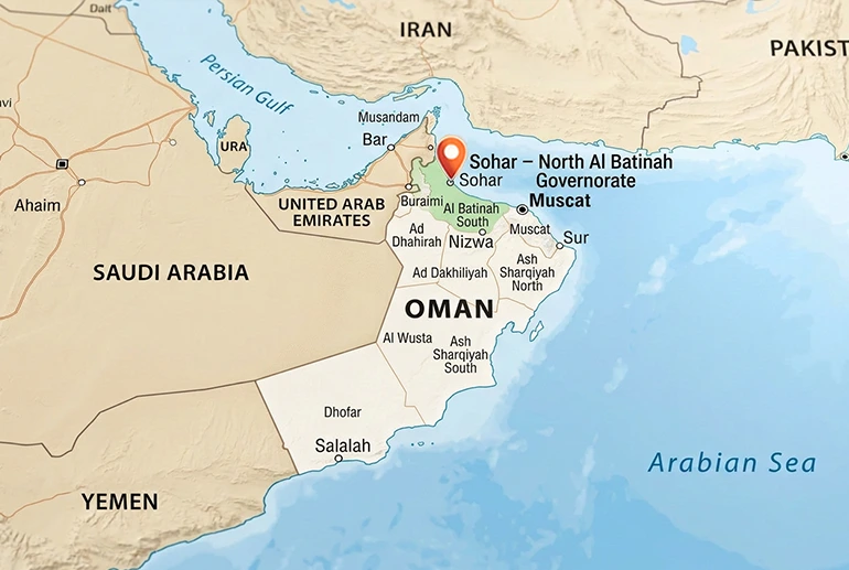 شمال باطنه (صحار) عمان روی نقشه